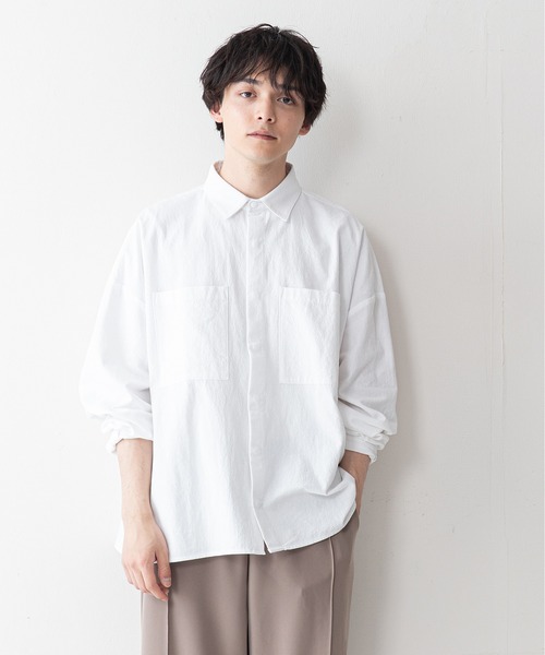 UNIIT(ユニット)の「【UNIIT】ワッシャー加工 ルーズフィット(ビッグシルエット) シャツジャケット 袖ボリューム セットアップ対応可能アイテム(シャツ/ブラウス・メンズ・ライトグレー/カーキ/ブラック/ホワイト・LARGE/MEDIUM)」の9枚目の写真