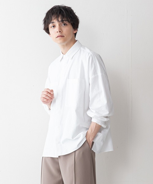 UNIIT(ユニット)の「【UNIIT】ワッシャー加工 ルーズフィット(ビッグシルエット) シャツジャケット 袖ボリューム セットアップ対応可能アイテム(シャツ/ブラウス・メンズ・ライトグレー/カーキ/ブラック/ホワイト・LARGE/MEDIUM)」の10枚目の写真