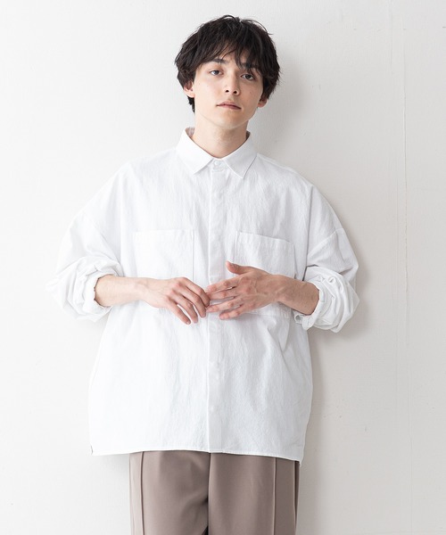 UNIIT(ユニット)の「【UNIIT】ワッシャー加工 ルーズフィット(ビッグシルエット) シャツジャケット 袖ボリューム セットアップ対応可能アイテム(シャツ/ブラウス・メンズ・ライトグレー/カーキ/ブラック/ホワイト・LARGE/MEDIUM)」の12枚目の写真