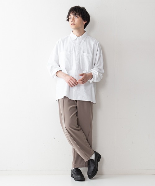 UNIIT(ユニット)の「【UNIIT】ワッシャー加工 ルーズフィット(ビッグシルエット) シャツジャケット 袖ボリューム セットアップ対応可能アイテム(シャツ/ブラウス・メンズ・ライトグレー/カーキ/ブラック/ホワイト・LARGE/MEDIUM)」の5枚目の写真