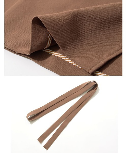 Re:EDIT（リエディ）の「[低身長サイズ有]ストレッチツイルノースリーブジャケット（ノーカラージャケット・レディース・オレンジ/モカ/ブラック/ライトベージュ・MEDIUM/LARGE/SHORT）」の8枚目の写真