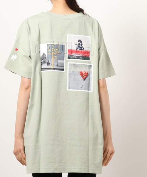 Right-on(ライトオン)の「【BRANDALISED】エンボスプリントTシャツ バンクシー(Tシャツ/カットソー・レディース・イエロー/ブラック/ブラウン/ベージュ/グリーン/オフホワイト・L/M)」の5枚目の写真