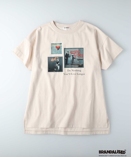 Right-on(ライトオン)の「【BRANDALISED】エンボスプリントTシャツ バンクシー(Tシャツ/カットソー・レディース・イエロー/ブラック/ブラウン/ベージュ/グリーン/オフホワイト・L/M)」の15枚目の写真