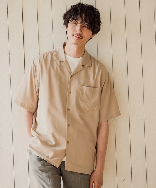 GLOBAL WORK（グローバルワーク）の「快適オープンカラーシャツ/938851（シャツ/ブラウス・メンズ・ブラック/ピンク/カーキ/ライトグレー/ライトブルー/ブラウン・SMALL/MEDIUM/LARGE/X-LARGE）」の4枚目の写真