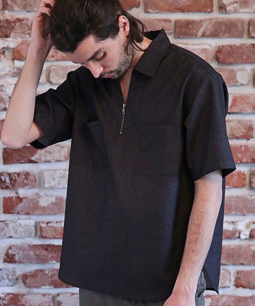 RATTLE TRAP(ラトルトラップ)の「ハーフジッププルオーバシャツ(シャツ/ブラウス・メンズ・ブラック/ベージュ・S/M/L)」の2枚目の写真