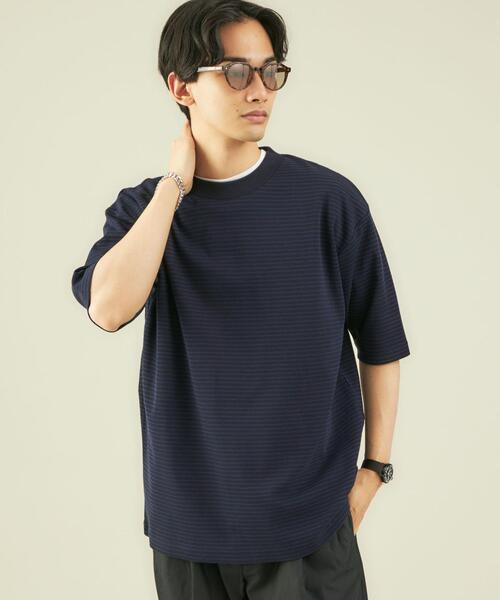 green label relaxing(グリーンレーベルリラクシング)の「OLT CM クリアピケ ボーダー クルーネック 半袖 Tシャツ カットソー(Tシャツ/カットソー・メンズ・ライトブルー/ホワイト/ネイビー・X-LARGE/SMALL/LARGE/MEDIUM)」の4枚目の写真