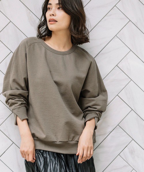 Munich（ミューニック）の「コットンクリンプジャージー　スウェットトップス（スウェット・レディース・ブラック/イエロー/モカ/グレイッシュベージュ・FREE）」の10枚目の写真