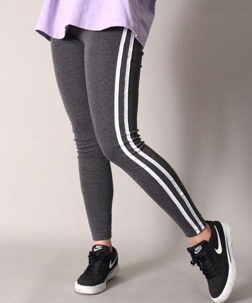 BAYBLO（ベイブロ）の「(SB)【ストレッチ】親子コーデが楽しめちゃう^^ 2本ライン レギンス（レギンス/スパッツ・レディース・ブラック/チャコールグレー/杢グレー・FREE）」の15枚目の写真