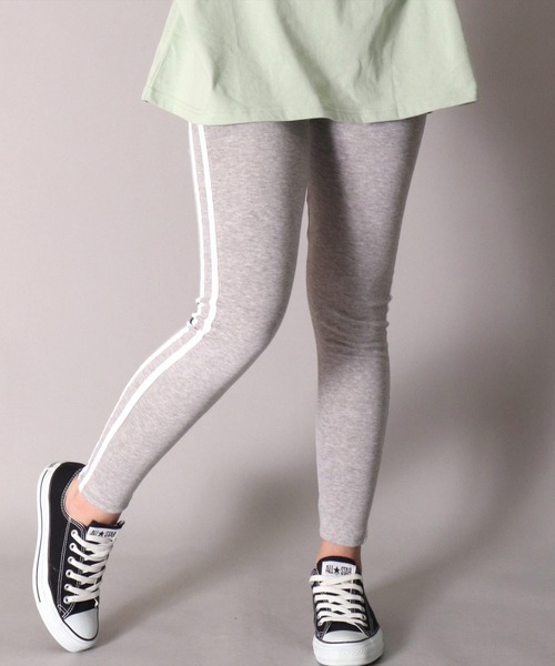 BAYBLO（ベイブロ）の「(SB)【ストレッチ】親子コーデが楽しめちゃう^^ 2本ライン レギンス（レギンス/スパッツ・レディース・ブラック/チャコールグレー/杢グレー・FREE）」の16枚目の写真