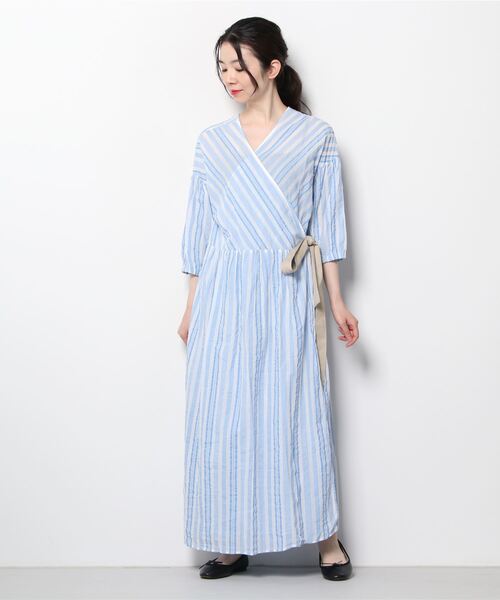 vent blanc(ヴァンブラン)の「ventblanc:ワッシャーストライプ 3wayワンピース(ワンピース・レディース・ブラック/サックスブルー/ベージュ・FREE)」の4枚目の写真