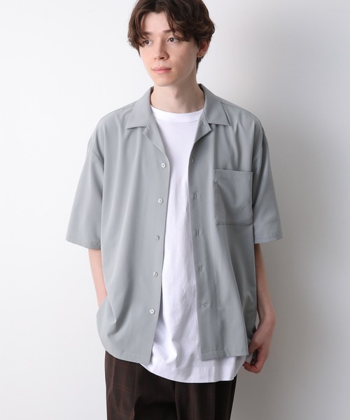 JUNRED（ジュンレッド）の「ドレープオープンカラーBIGシャツ（シャツ/ブラウス・メンズ・チャコールグレー/ベージュ/ミント/ネイビー・M/L/LL）」の3枚目の写真