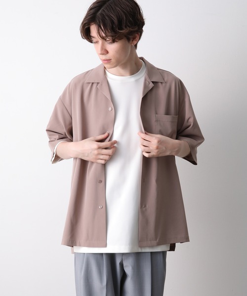 JUNRED（ジュンレッド）の「ドレープオープンカラーBIGシャツ（シャツ/ブラウス・メンズ・チャコールグレー/ベージュ/ミント/ネイビー・M/L/LL）」の17枚目の写真