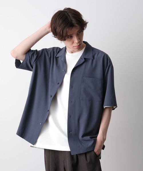 JUNRED（ジュンレッド）の「ドレープオープンカラーBIGシャツ（シャツ/ブラウス・メンズ・チャコールグレー/ベージュ/ミント/ネイビー・M/L/LL）」の9枚目の写真