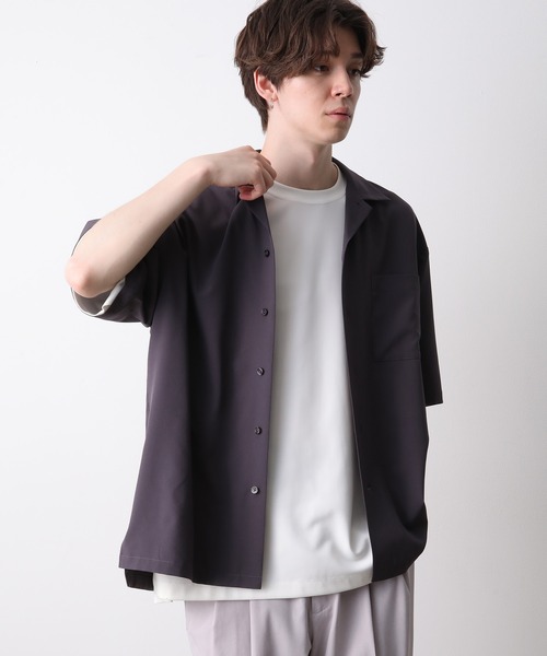 JUNRED（ジュンレッド）の「ドレープオープンカラーBIGシャツ（シャツ/ブラウス・メンズ・チャコールグレー/ベージュ/ミント/ネイビー・M/L/LL）」の21枚目の写真