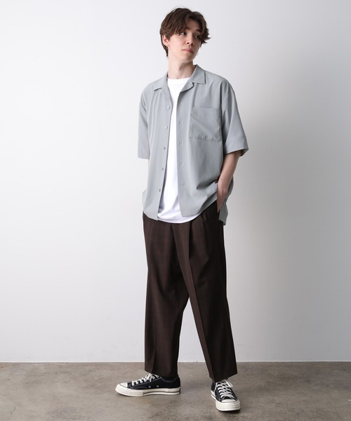 JUNRED（ジュンレッド）の「ドレープオープンカラーBIGシャツ（シャツ/ブラウス・メンズ・チャコールグレー/ベージュ/ミント/ネイビー・M/L/LL）」の5枚目の写真