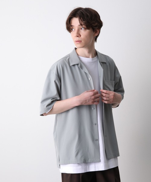 JUNRED（ジュンレッド）の「ドレープオープンカラーBIGシャツ（シャツ/ブラウス・メンズ・チャコールグレー/ベージュ/ミント/ネイビー・M/L/LL）」の20枚目の写真