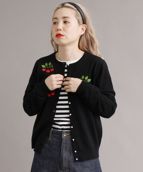 peu pres(プープレ)の「●ヒメリンゴ刺繍 カーディガン(ニット/セーター・レディース・ホワイト/ブラック・FREE)」の16枚目の写真