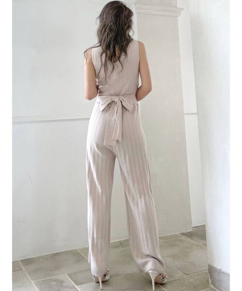 RESEXXY(リゼクシー)の「バックカシュクールニットコンビネゾン(つなぎ/オールインワン・レディース・ブラック/ワイン/ベージュ・FREE)」の3枚目の写真