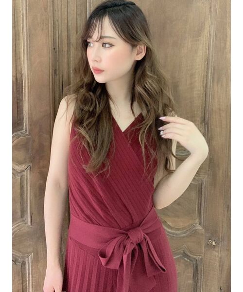 RESEXXY(リゼクシー)の「バックカシュクールニットコンビネゾン(つなぎ/オールインワン・レディース・ブラック/ワイン/ベージュ・FREE)」の6枚目の写真