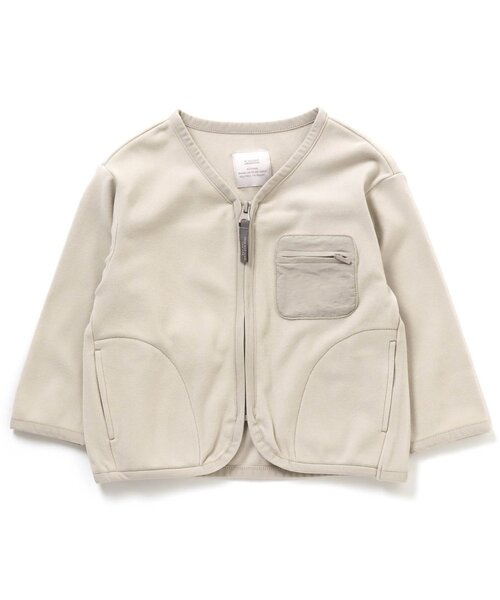 apres les cours（アプレレクール）の「ストレッチフリースカーディガン（カーディガン/ボレロ・キッズ・アイボリー/チャコール・90/100/110/120/80/130/140）」の2枚目の写真