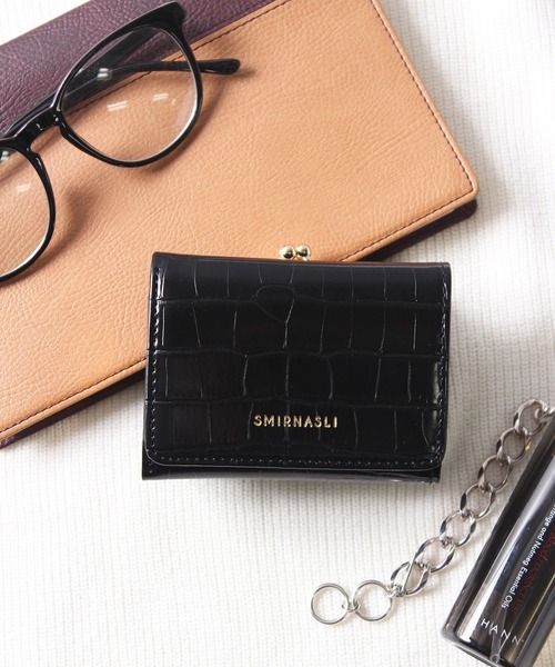 SMIR NASLI(サミールナスリ)の「【SMIRNASLI】サミールナスリ クロコ型三つ折り財布 21122-16002(財布・レディース・ブラック/ライトピンク/ライトグリーン・FREE)」の11枚目の写真