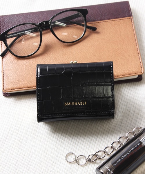 SMIR NASLI(サミールナスリ)の「【SMIRNASLI】サミールナスリ クロコ型三つ折り財布 21122-16002(財布・レディース・ブラック/ライトピンク/ライトグリーン・FREE)」の12枚目の写真
