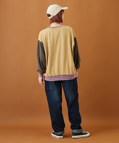 CUBE SUGAR(キューブシュガー)の「11ozデニム サイドポケット テーパードパンツ(デニムパンツ・レディース・インディゴブルー/ライトブルー・S/M)」の3枚目の写真