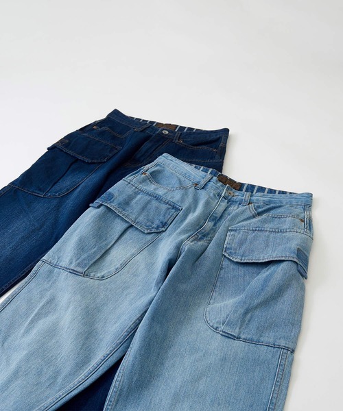 CUBE SUGAR(キューブシュガー)の「11ozデニム サイドポケット テーパードパンツ(デニムパンツ・レディース・インディゴブルー/ライトブルー・S/M)」の8枚目の写真