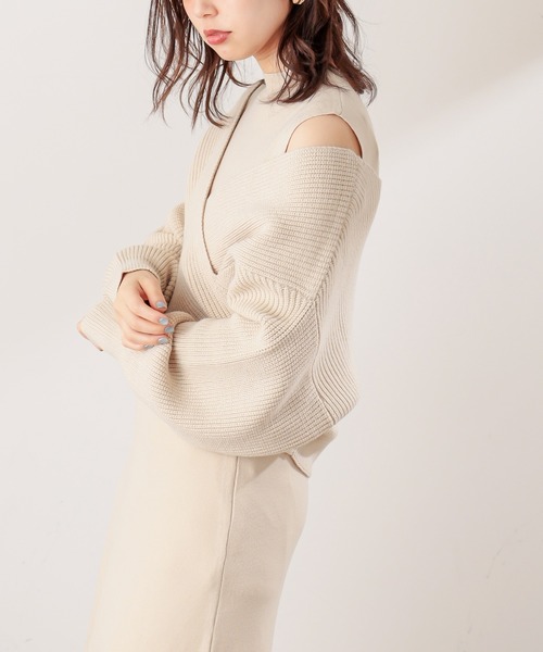 natural couture(ナチュラルクチュール)の「【WEB限定・大好評リバイバルアイテム】クロスニット+ノースリワンピースセット(ワンピース・レディース・アイボリー/モカ/ブラック・FREE)」の8枚目の写真
