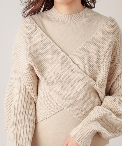 natural couture(ナチュラルクチュール)の「【WEB限定・大好評リバイバルアイテム】クロスニット+ノースリワンピースセット(ワンピース・レディース・アイボリー/モカ/ブラック・FREE)」の15枚目の写真