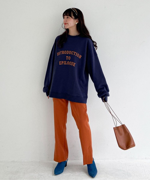 EPIMI E'PIMMY(エピミエピミー)の「《ユニセックス》ヴィンテージレタリングスウェット(スウェット・レディース・ネイビー/オフホワイト/杢グレー・MEDIUM)」の4枚目の写真