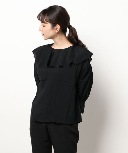 Samansa Mos2 blue（サマンサモスモスブルー）の「前後2wayラッフルフリルブラウス（シャツ/ブラウス・レディース・ブラック/ブラウン/オフホワイト・ﾌﾘ-）」の6枚目の写真