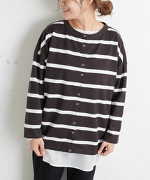 PUAL CE CIN | 【Du noi】防油加工ロゴ刺繍スナップボタンカーディガン(カーディガン/ボレロ)