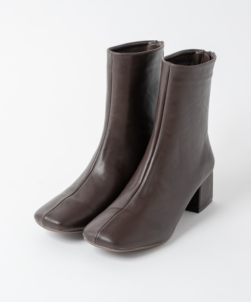Rewde（ルゥデ）の「スクエアショートブーツ（1R18-BT1865）（ブーツ・レディース・ブラック/キナリ/ダークブラウン・L/M/LL/S）」の12枚目の写真