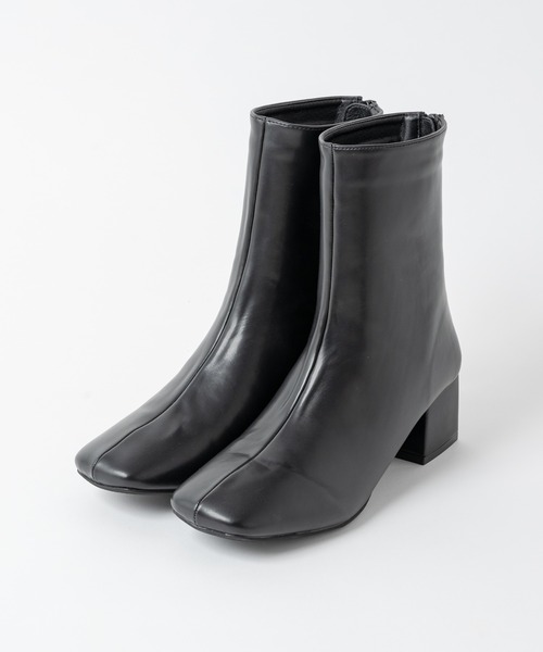 Rewde（ルゥデ）の「スクエアショートブーツ（1R18-BT1865）（ブーツ・レディース・ブラック/キナリ/ダークブラウン・L/M/LL/S）」の7枚目の写真