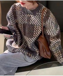 sakishimatokyo | 配色ジャガードチェックニット(ニット/セーター)