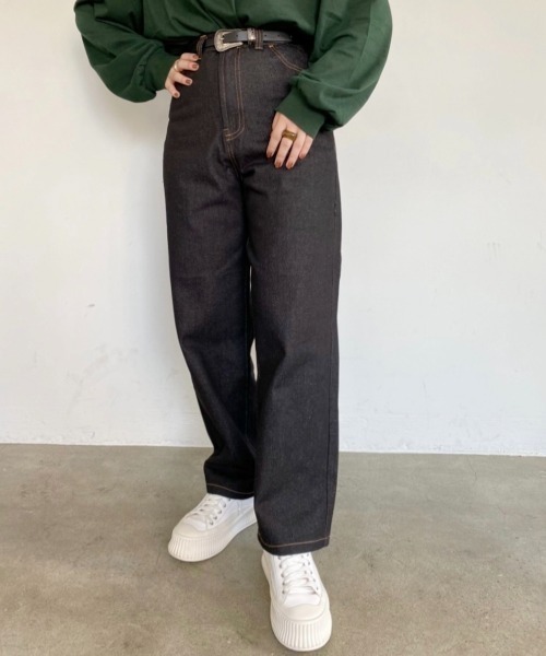 nemne store（ネンネストア）の「きこりのハイウエストストレートパンツ（その他パンツ・レディース・モカ/ブルーグリーン/スミクロ/ブラック/パープル・SMALL/MEDIUM）」の15枚目の写真