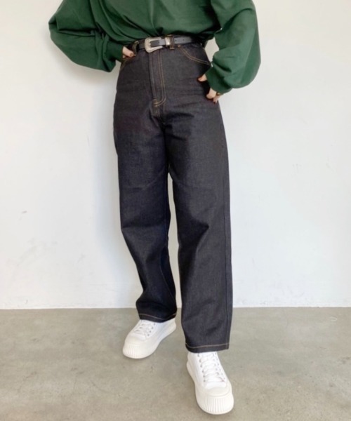 nemne store（ネンネストア）の「きこりのハイウエストストレートパンツ（その他パンツ・レディース・モカ/ブルーグリーン/スミクロ/ブラック/パープル・SMALL/MEDIUM）」の6枚目の写真