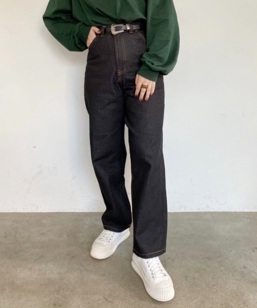 nemne store（ネンネストア）の「きこりのハイウエストストレートパンツ（その他パンツ・レディース・モカ/ブルーグリーン/スミクロ/ブラック/パープル・SMALL/MEDIUM）」の7枚目の写真