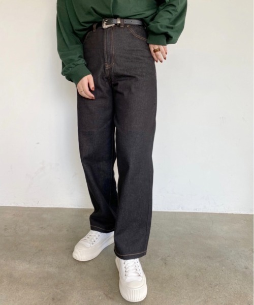 nemne store（ネンネストア）の「きこりのハイウエストストレートパンツ（その他パンツ・レディース・モカ/ブルーグリーン/スミクロ/ブラック/パープル・SMALL/MEDIUM）」の8枚目の写真