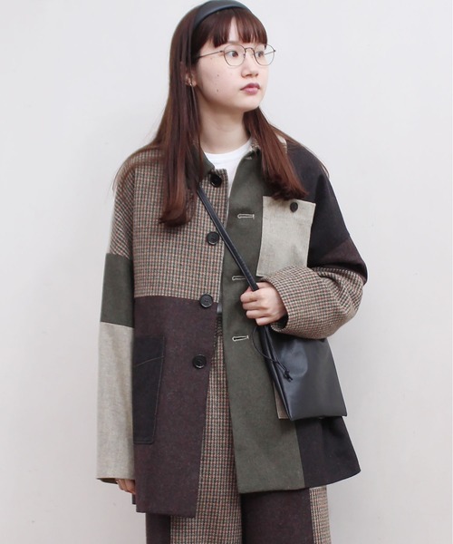 fig London(フィグロンドン)の「tweed mix BZ(ブルゾン・レディース・レッド/グリーン・FREE)」の2枚目の写真