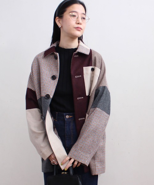 fig London(フィグロンドン)の「tweed mix BZ(ブルゾン・レディース・レッド/グリーン・FREE)」の3枚目の写真