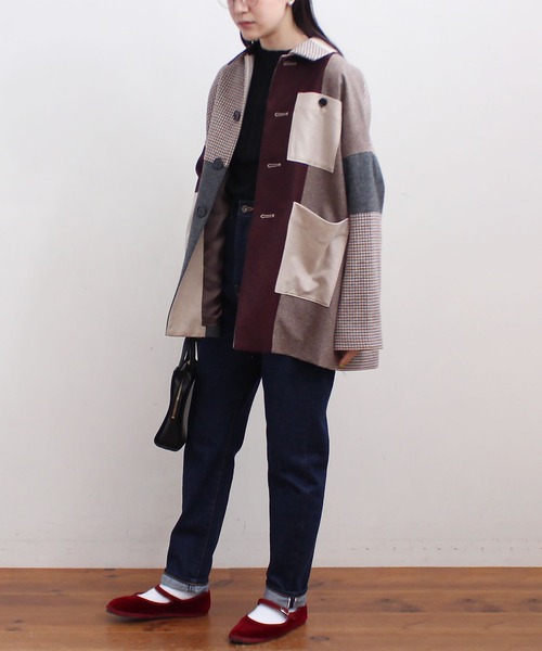 fig London(フィグロンドン)の「tweed mix BZ(ブルゾン・レディース・レッド/グリーン・FREE)」の4枚目の写真