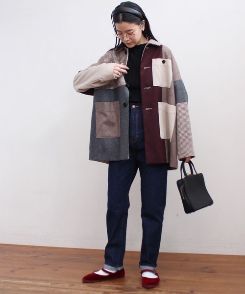 fig London(フィグロンドン)の「tweed mix BZ(ブルゾン・レディース・レッド/グリーン・FREE)」の10枚目の写真