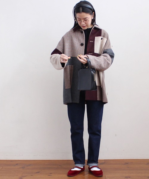 fig London(フィグロンドン)の「tweed mix BZ(ブルゾン・レディース・レッド/グリーン・FREE)」の5枚目の写真