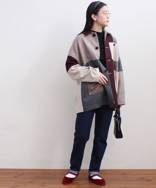 fig London(フィグロンドン)の「tweed mix BZ(ブルゾン・レディース・レッド/グリーン・FREE)」の11枚目の写真