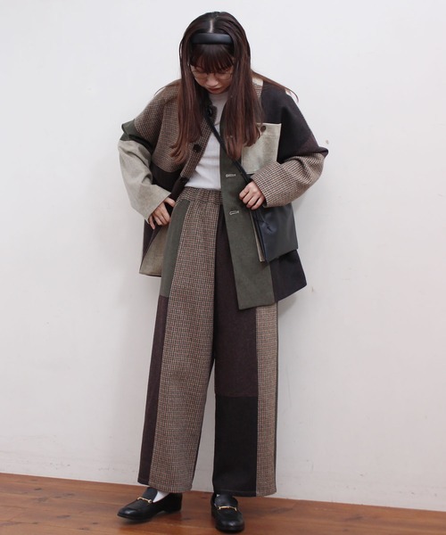 fig London(フィグロンドン)の「tweed mix BZ(ブルゾン・レディース・レッド/グリーン・FREE)」の6枚目の写真
