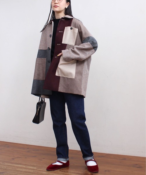 fig London(フィグロンドン)の「tweed mix BZ(ブルゾン・レディース・レッド/グリーン・FREE)」の12枚目の写真