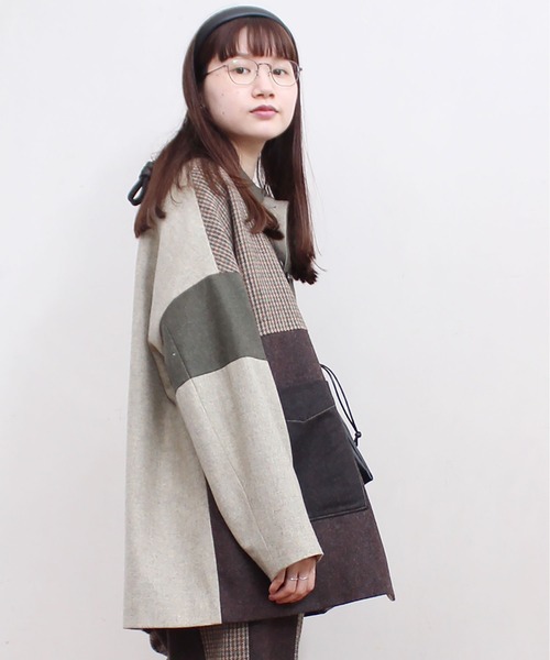 fig London(フィグロンドン)の「tweed mix BZ(ブルゾン・レディース・レッド/グリーン・FREE)」の9枚目の写真