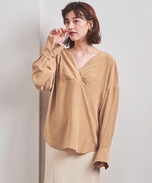 EQUIPMENT(エキップモン)の「<EQUIPMENT(エキップモン)>Vネック ブラウス ■■■(シャツ/ブラウス・レディース・ブラック/ライトピンク・XS/S)」の1枚目の写真